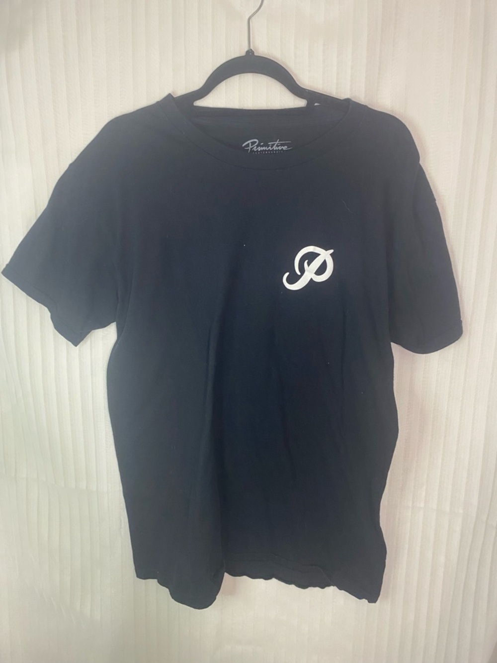 Primitive Black Tee with White 'P' Chest Logo